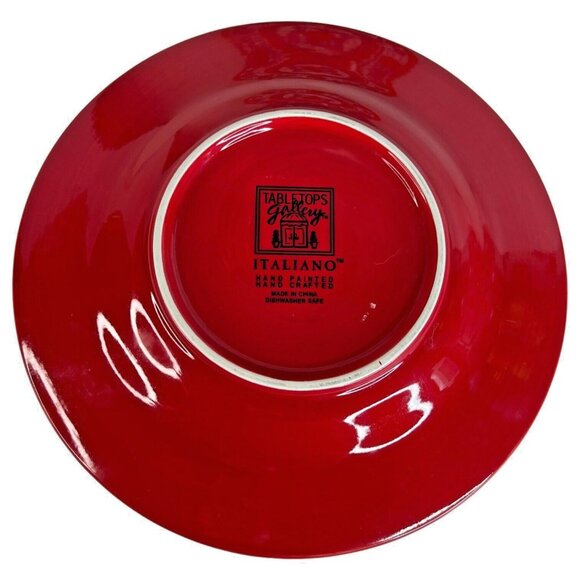 3 Tabletops Gallery Italiano Red Salad Luncheon Plates Round Hand Painted 8.75" - Picture 3 of 8